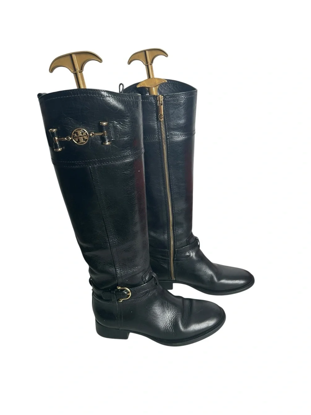 Tory Burch Nadine Black Leather Logo Knee High Riding Boots Woman’s Size 6